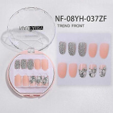 (NF 08YH 037ZF) 30pcs Full Rhinestone Nail Patch Sweet Style Removable Short Fashionable Nail Decorations for Various Styles