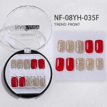 (NF 08YH 035F) 30pcs Full Rhinestone Nail Patch Sweet Style Removable Short Fashionable Nail Decorations for Various Styles