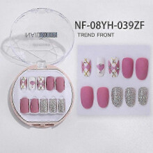 (NF 08YH 039ZF) 30pcs Full Rhinestone Nail Patch Sweet Style Removable Short Fashionable Nail Decorations for Various Styles