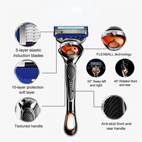 20PCS 5-Layer Razors Blades Replacement Blades for Men's Shavers,B 2