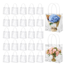 50 Pcs Clear Gift Bags with Handles Plastic Gift Bags