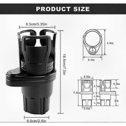 Adjustable Dual-Angle Multi-Purpose Car Cup Holder (Black) 1
