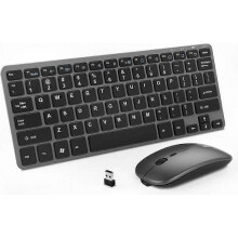 Ultra Slim Rechargeable Wireless Keyboard & Mouse Combo, Silent 2.4G UK Layout.