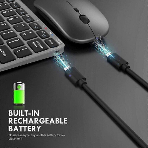 Ultra Slim Rechargeable Wireless Keyboard & Mouse Combo, Silent 2.4G UK Layout. 2