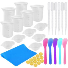 36-Piece Silicone Measuring Kit - 100ml Cups, Pipettes & Mixing Sticks for Baking