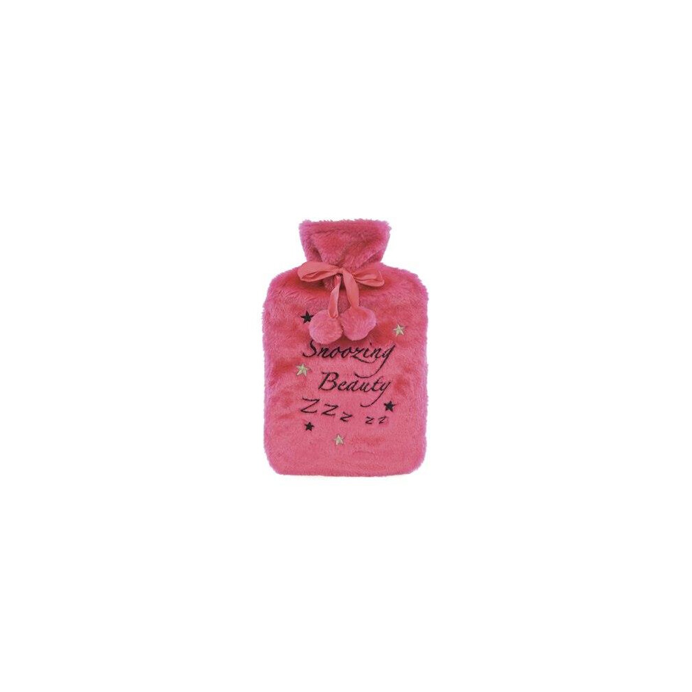 A2z Pink (One Size, ) Hot Water Bottle 2L Slogan Fleece Pain Relief