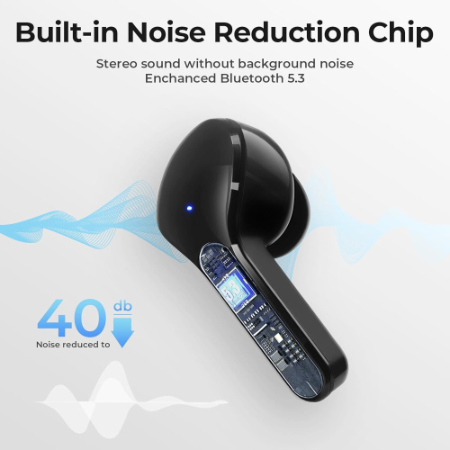 Wireless Bluetooth Earbuds ENC Noise Canceling, HiFi Mic, LED Case(Black) 2