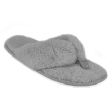 (7/8 UK, Grey) Ladies Stripe Flip Flops with Memory Foam Sole