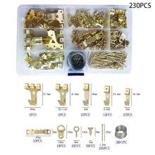 (As show, One size) 230 Pieces Picture Hanging Kit, with Screws, Picture Frame Hook, Nails, D-Ring and Screw Eye, Sawtooth Hangers, Steel Cable, Picture Frame Hooks