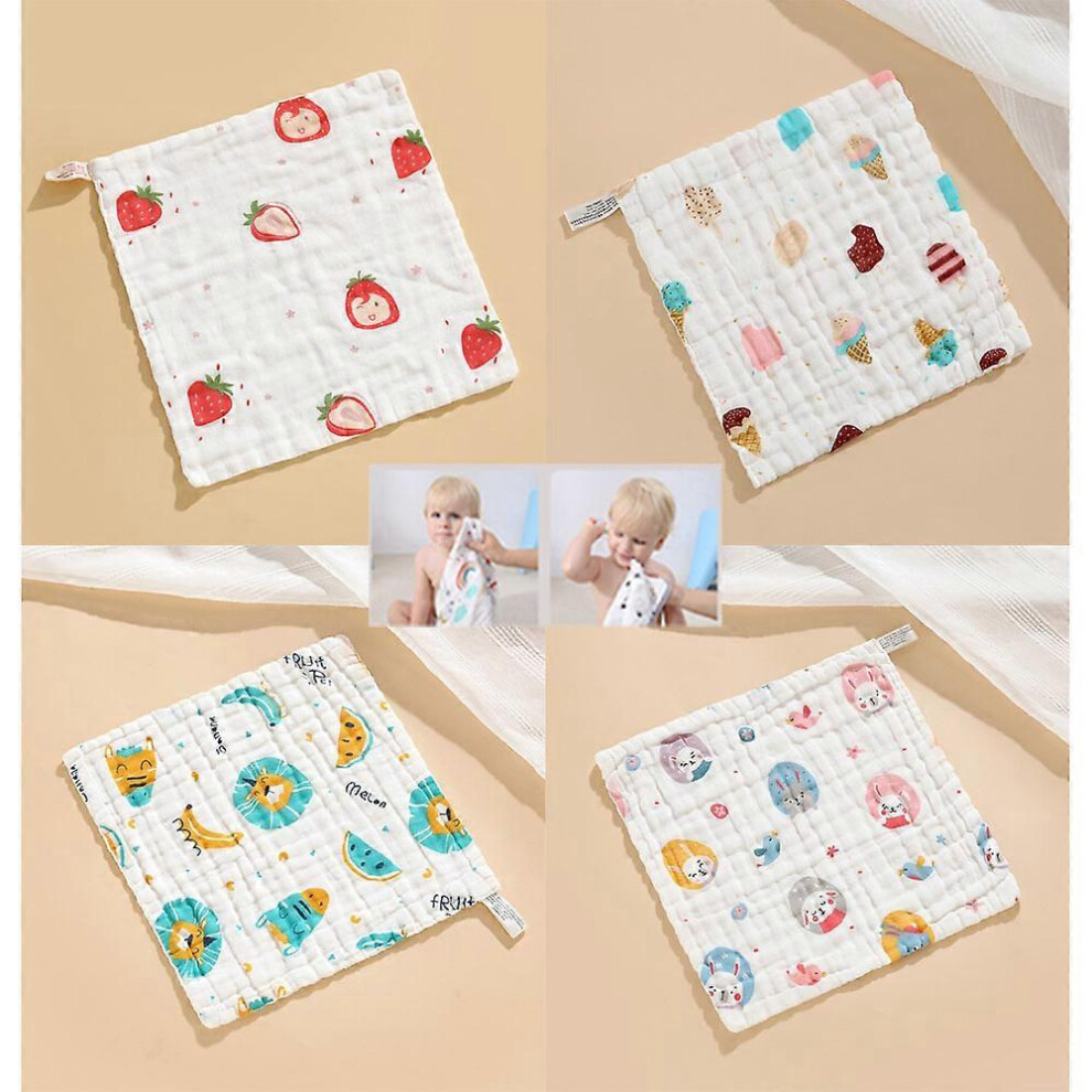 (As show, One size) 6Pcs Baby Towels, Child Cotton Muslin Face Towels, 30x30cm Baby Washcloth, Baby Bib
