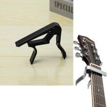 (As show, One size) 1PCS (black, about 8.5*8cm) Universal chrome capo, compatible with acoustic, classical, electric and bass guitars