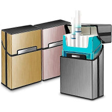 (As show, One size) 3 lightweight aluminum cigarette holder holders (gray, rose, gold), brushed aluminum cigarette holder, can hold 20 cigarettes