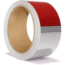 (As show, One size) Reflective safety belt 5cm x 9m, reflective sticker red white, suitable for trailers - reflective warning eye-catching tape sticker high strength wate
