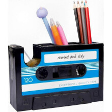 Creative Retro Cassette Tape Pen Holder, Desk Organizer for Stationery Storage.