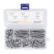 108Pcs Self Drilling Screw M4.8 Round Head Cross Fastener Assortment Suitable for Various Uses in Construction and Repair