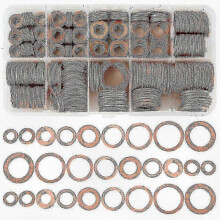 400pcs Copper Flat Washers Sealing Rings Assorted Kit for Plumbing & DIY Projects.