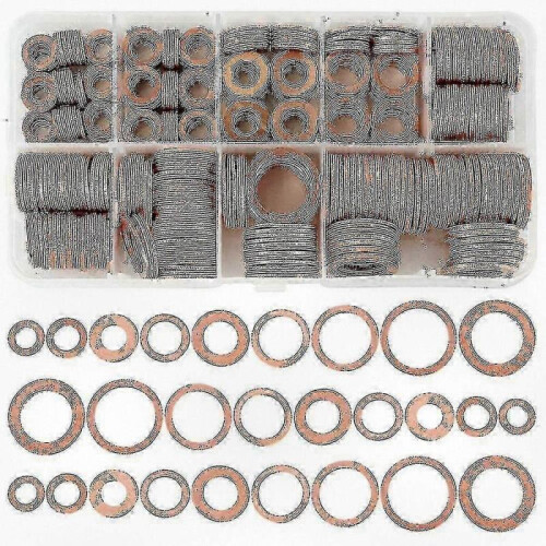 400pcs Copper Flat Washers Sealing Rings Assorted Kit for Plumbing & DIY Projects.