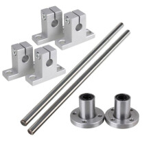 For 8pcs Rail Shaft Support Round Flange Bearing 8x200mm Cylinder Liner Optical Axis WS5877
