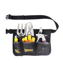 (As show, One size) Gardening tool garden waist bag (black), hanging bag garden tool bag, garden belt, women and men with pockets gardening tool organizer apron gardener