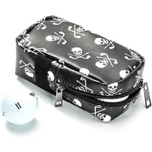 (As show, One size) Skull patterned leather golf bag, portable golf belt, waist pack, skull storage bag, T-shirt holder, large capacity sports golf accessories for men an