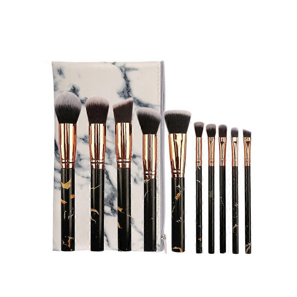 (As show, One size) Portable makeup brush set (white), 10 piece marble makeup brush set foundation make-up powder powder blusher mixed eye shadow brus