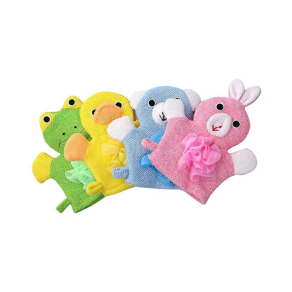 (As show, One size) 4 Animal Children's Shower Gloves Children's Washing Gloves Sponge Baby Shower Sponge Baby Luffa Animal Luffa Children'