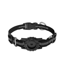 (As show, One size) Pet collar for AirTag (S,black), adjustable 32-38cm pet collar, reflective GPS cat collar with AirTag holder, compatible with Apple AirTag for boys an