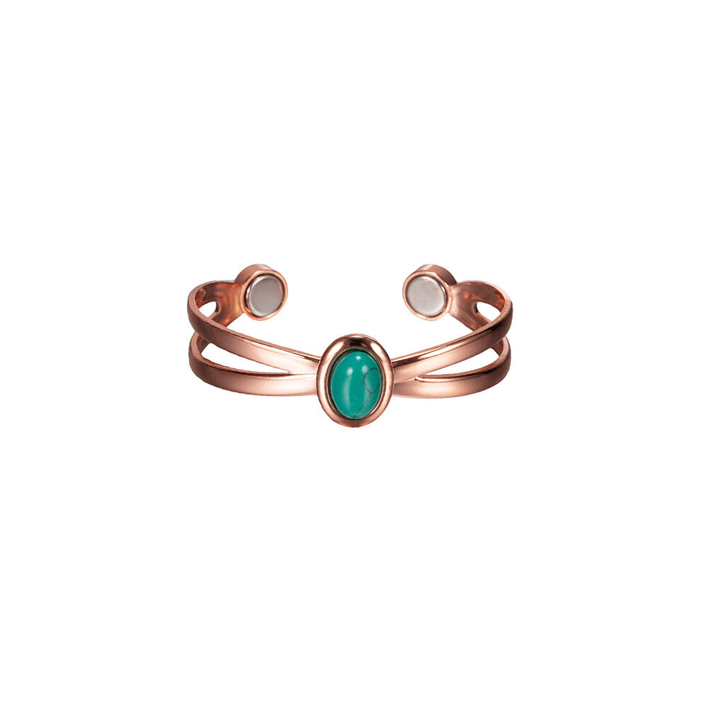 (Green) Adjustable Magnetic Copper Cuff Bracelet – Therapeutic Open Bangle For Men And Women Green