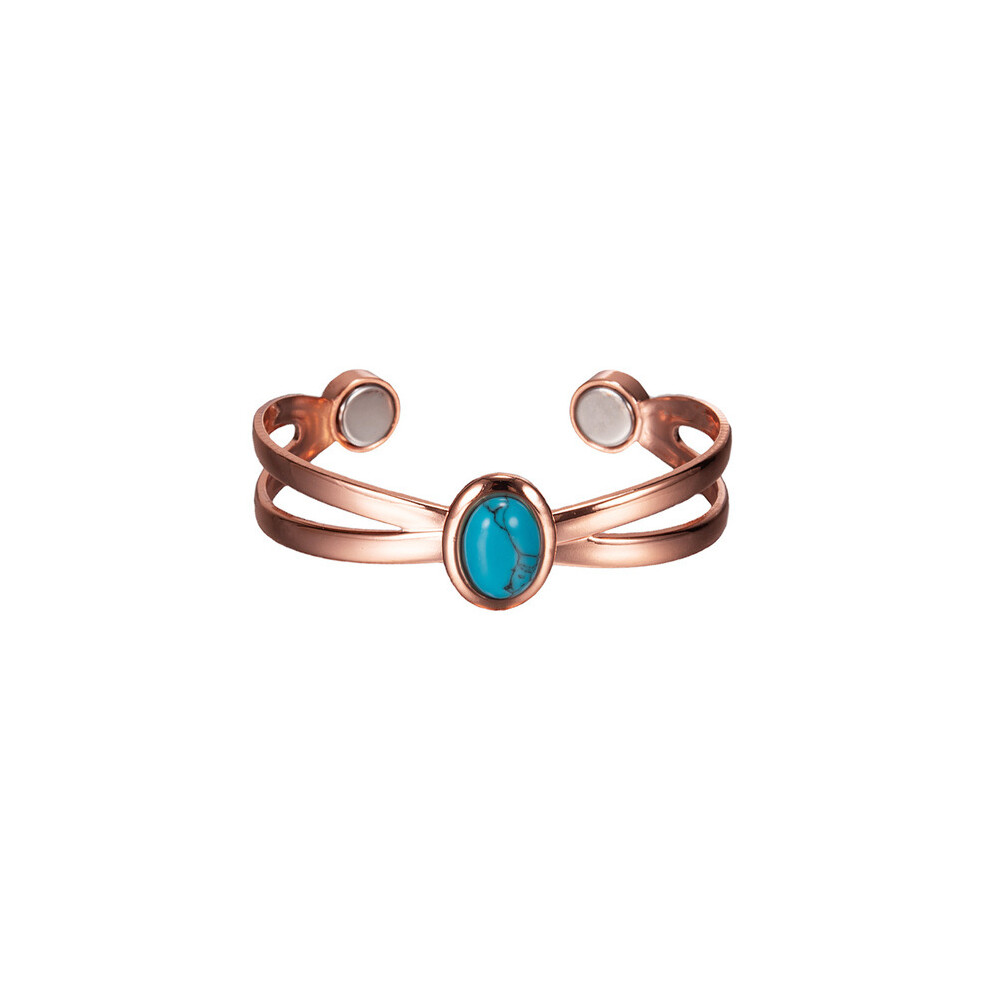 (Blue) Adjustable Magnetic Copper Cuff Bracelet – Therapeutic Open Bangle For Men And Women Blue