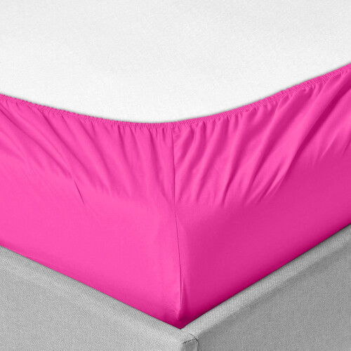(Pink, Double 137 x190 cm) Pack of 2 Extra Deep 40cm Stripe Pattern Fitted Sheets-Wrinkle and Shrink Resistant Soft Microfiber 2