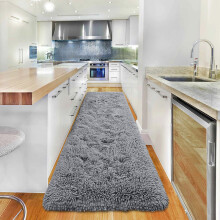 (Grey, 80 x 300 cm (2 ft. 6 in x 10 ft.)_Long Runner) Extra Large Shaggy Rugs Nonslip Grey Black Soft Fluffy Living Room Bedroom Carpets Kitchen Hallway Runner Rug