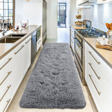 (Grey, 60cm x 220cm (2ft x 7ft 3")_Runner.) Extra Large Shaggy Rugs Nonslip Grey Black Soft Fluffy Living Room Bedroom Carpets Kitchen Hallway Runner Rug