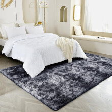 (Tye Dye Black Grey, 160 x 230 cm (5ft 4" x 7ft 8")) Extra Large Shaggy Rugs Nonslip Grey Black Soft Fluffy Living Room Bedroom Carpets Kitchen Hallway Runner Rug