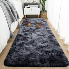 (Tye Dye Black Grey, 80 x 300 cm (2 ft. 6 in x 10 ft.)_Long Runner) Extra Large Shaggy Rugs Nonslip Grey Black Soft Fluffy Living Room Bedroom Carpets Kitchen Hallway Runner Rug