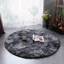 (Tye Dye Silver, 120cm x 120cm (4ft x 4ft)_Round Rug.) Extra Large Shaggy Rugs Nonslip Grey Black Soft Fluffy Living Room Bedroom Carpets Kitchen Hallway Runner Rug