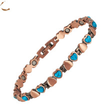 Women's Magnetic Copper Bracelet – Vintage Heart Turquoise Design for Wellness & Style
