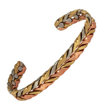 Adjustable 3-Tone Copper Therapy Bracelet for Women – Elegant Magnetic Healing Cuff
