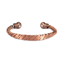 (Vintage color) Pure Red Copper Magnetic Bracelet – Adjustable Open Cuff for Pain Relief and Wellness