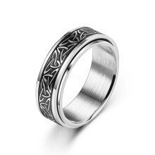 (silver, 11) Couple Celtic Anti-anxiety Spinner Fidget Rotating Rings Titanium Steel Ring 8MM