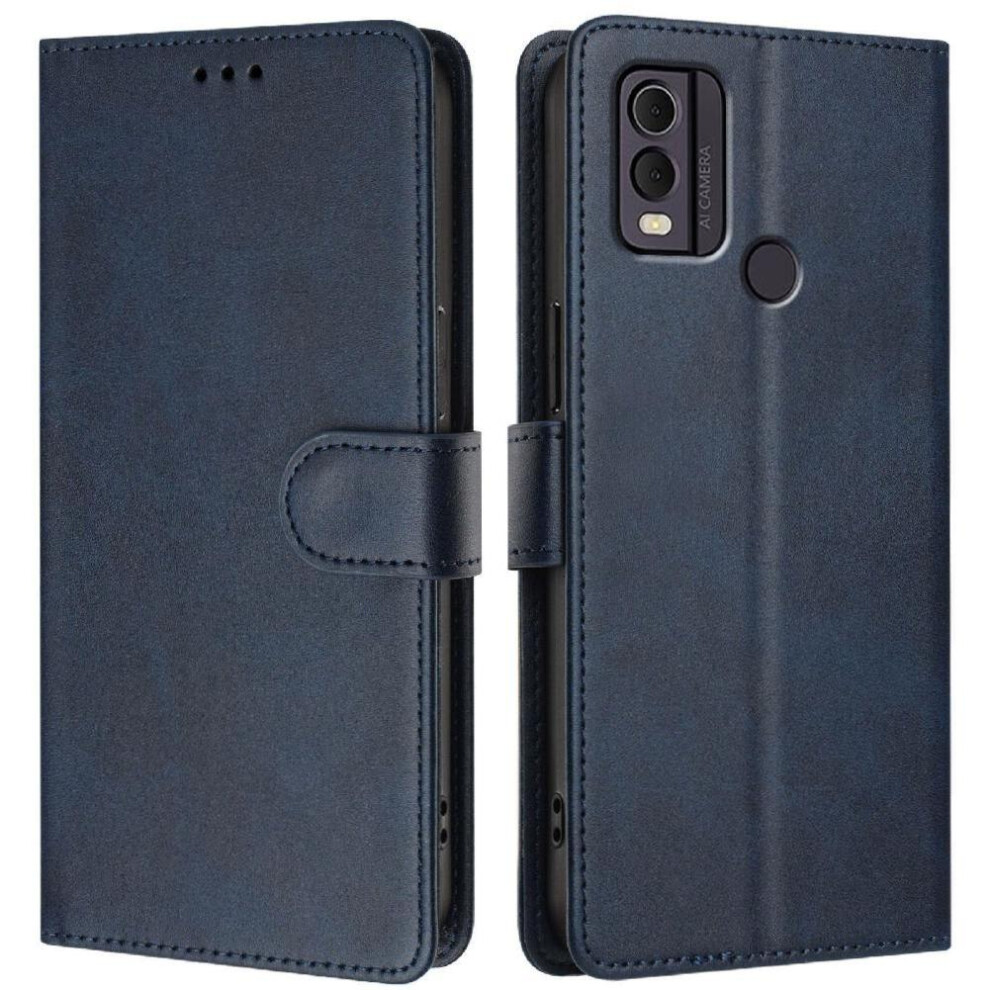 (Blue) Classic Style Flip Case For Nokia C22 Card Holder Magnetic Closure Rfid Blocking Shockproof Wallet Case Blue 764563632749