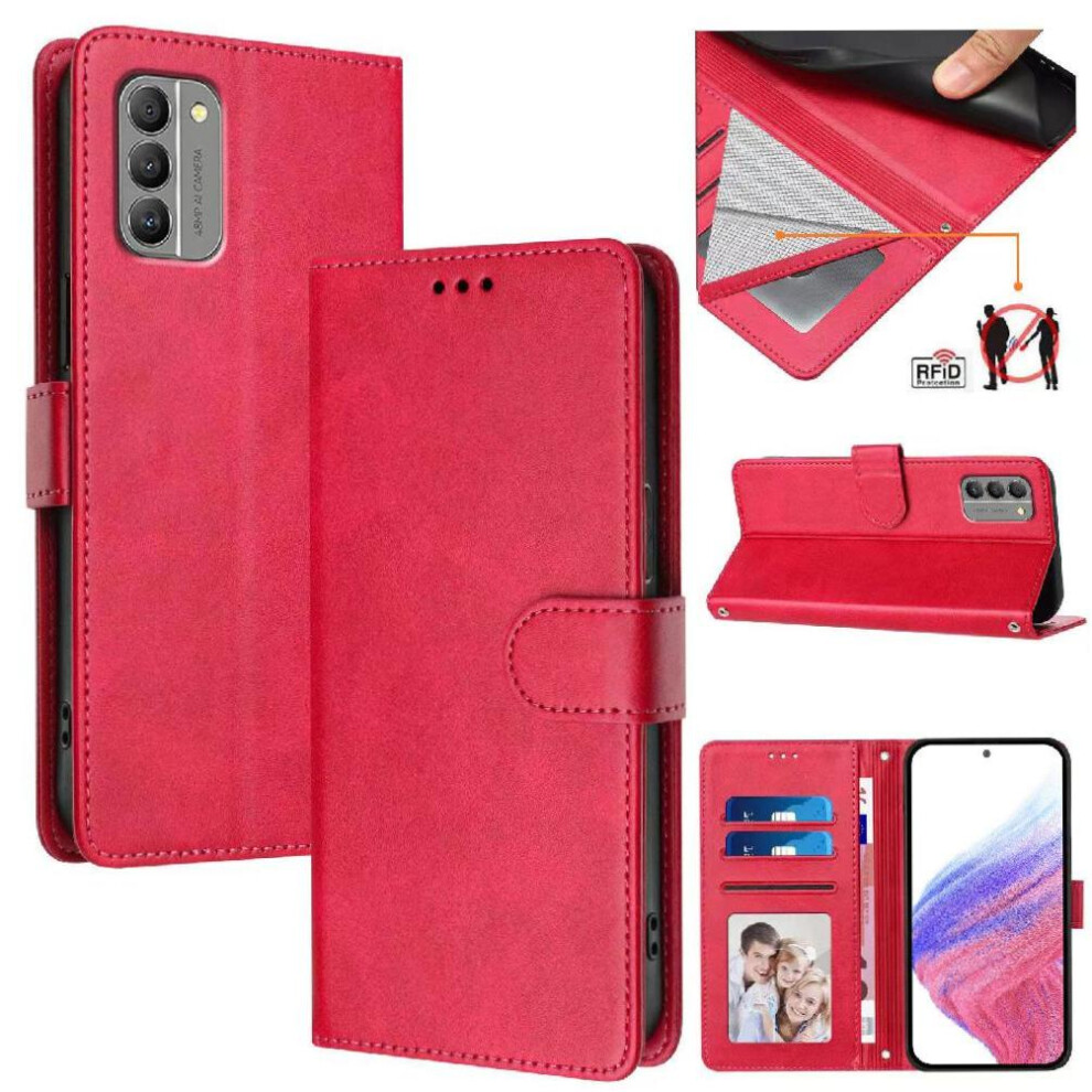 (Rose ) Classic Style Flip Case For Nokia G400 Wallet Case Rfid Blocking Card Holder Magnetic Closure Shockproof Red 764563633050
