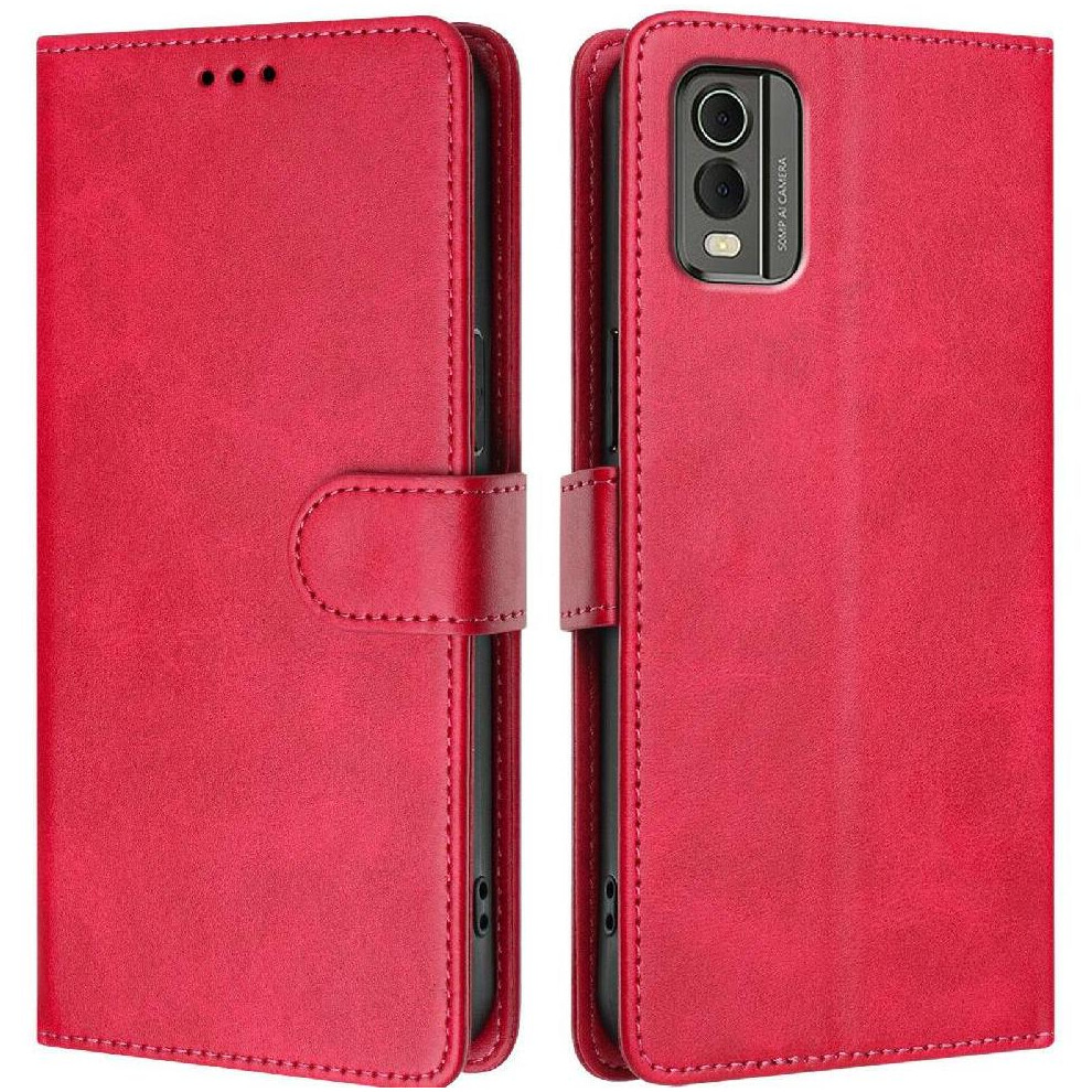 (Rose ) Classic Style Flip Case For Nokia C32 Magnetic Closure Wallet Case Rfid Blocking Shockproof Card Holder Red 764563632800