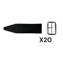 (Pack of 20) Black Kilt Strap & Chrome Buckle - 1.5 Inch 4cm Wide 1x - 20x