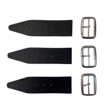 (Pack Of 3) Black Kilt Strap & Chrome Buckle - 1.5 Inch 4cm Wide 1x - 20x