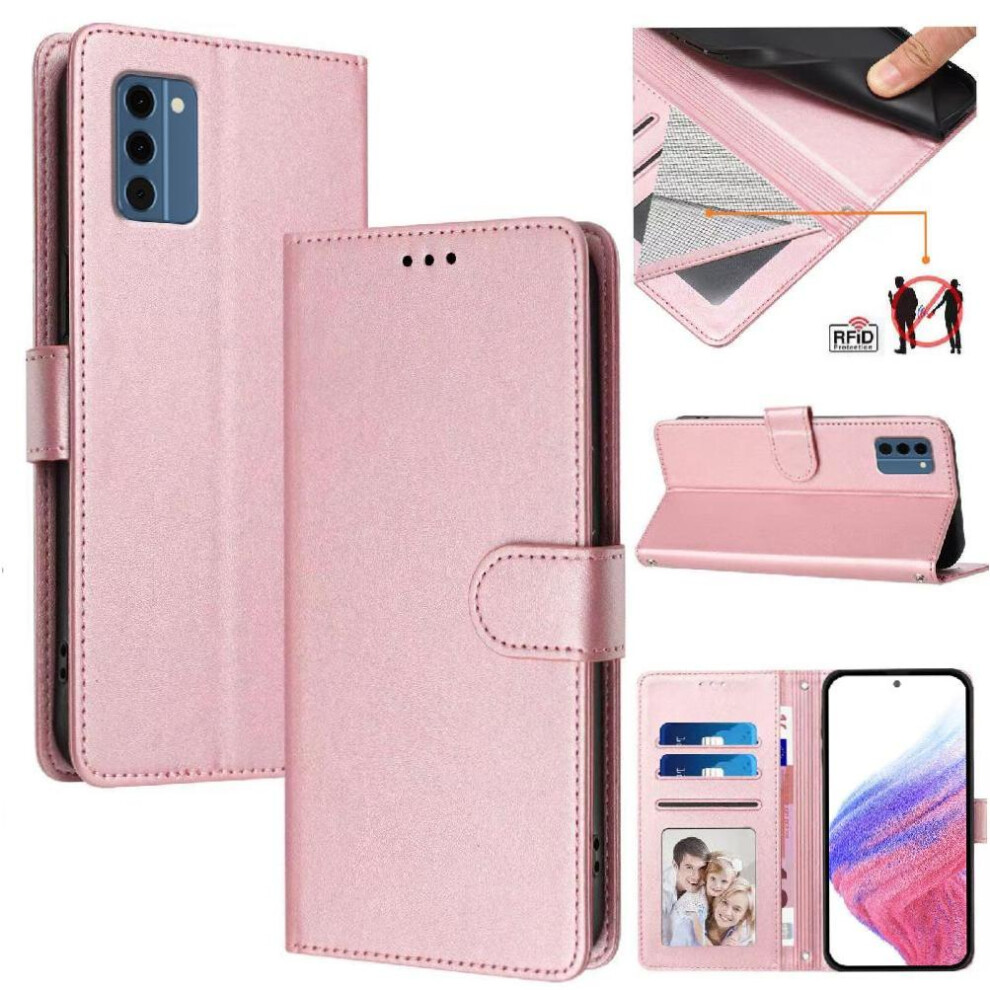 (Pink) Classic Style Flip Case For Nokia C300 Magnetic Closure Wallet Case Card Holder Shockproof Rfid Blocking Pink 764563632862