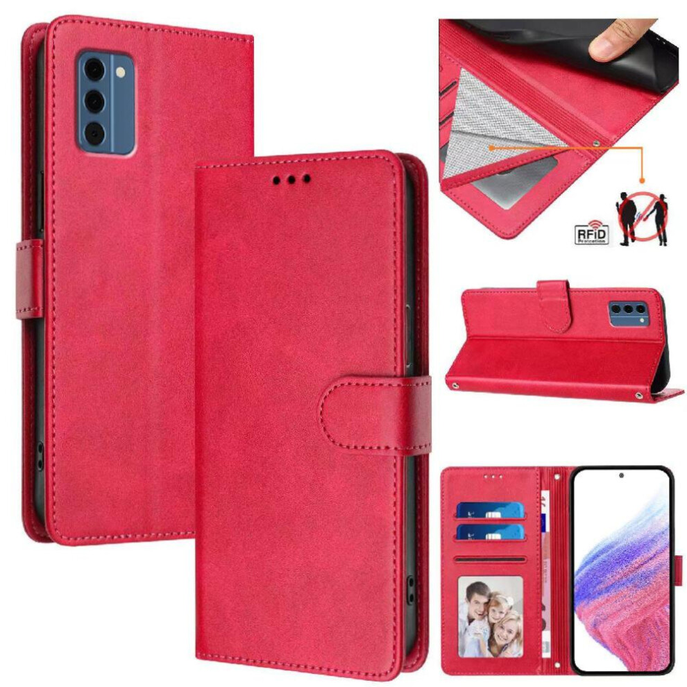 (Rose ) Classic Style Flip Case For Nokia C300 Magnetic Closure Wallet Case Card Holder Shockproof Rfid Blocking Red 764563632855