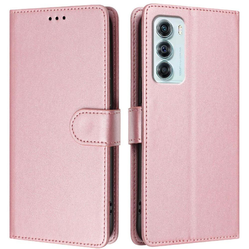 (Pink) Classic Style Flip Case For Motorola Moto G200 5G Wallet Case Shockproof Magnetic Closure Rfid Blocking Card Holder Pink 764563633517