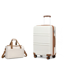 (cream, 20+travel bag) 8 Pieces ABS Suitcase Set With Travel Bag Suitcase