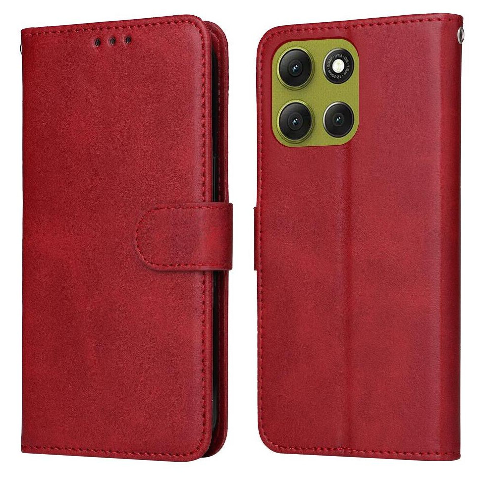 (Red) Flip Case For Motorola Moto G86 Card Slots Precise Cutouts Magnetic Closure Flip Cover Red 764563634194