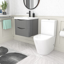 Nes Home 500mm Grey Wall Hung Vanity Basin Vanity & Close Coupled Toilet